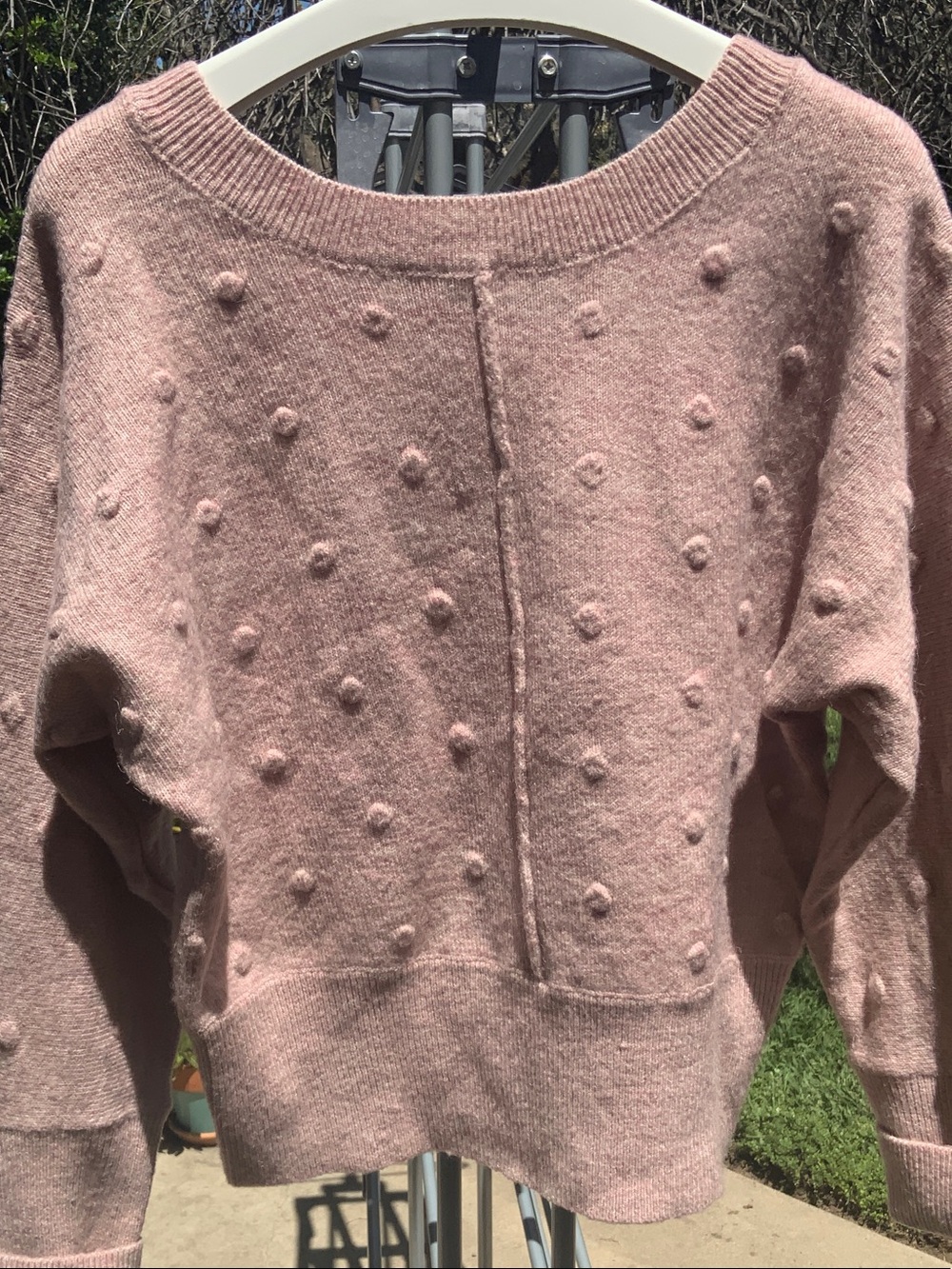 William Rast Raised Polka Dot/Knit V-Back Sweater